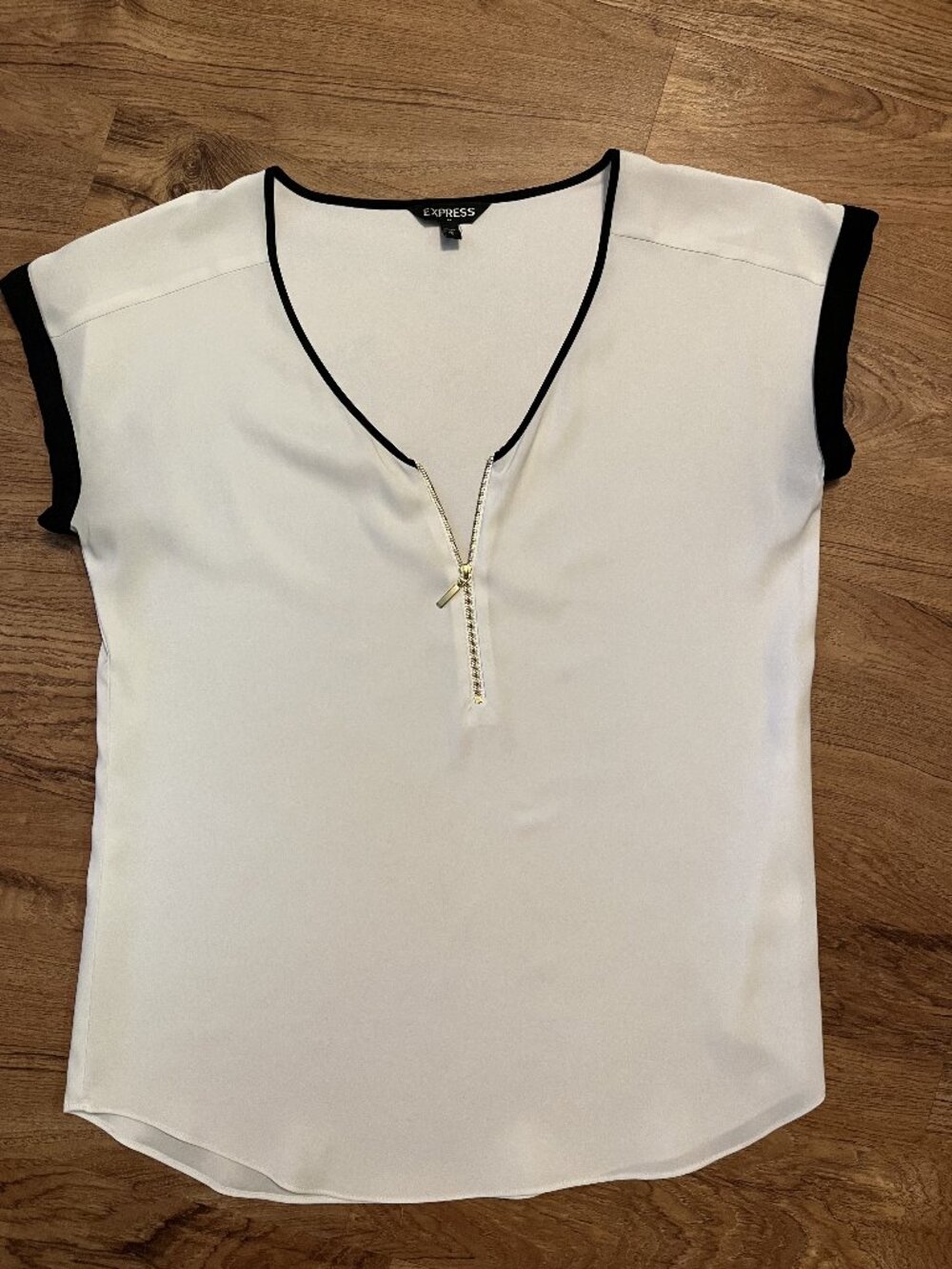 Express Women's V-Neck Business Work Casual Blouse Shirt Top w/ Zipper